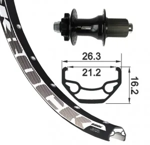 XLC roue ARR 27.5" XLC 6 tr.nr, axe 12 32t RodiBlack Rock DISK nr, rayons inox — vélo électrique