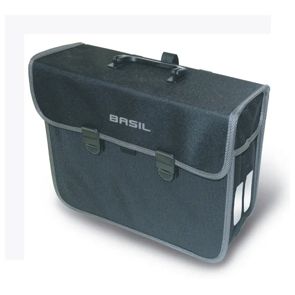 BASIL SAC ARRIÈRE MALAGA RÉFLÉCHISSANT NOIR IMPERMÉABLE 13L(35x15x29)(À MAIN)FERMETURE CLICK — vélo électrique