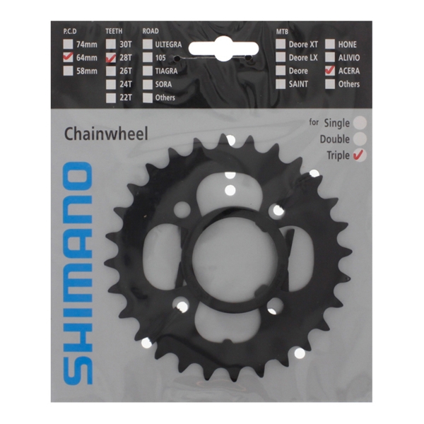 [ECOX159249] Shimano Plateau 28D Acera FC-M361 Noir CN-Flasque