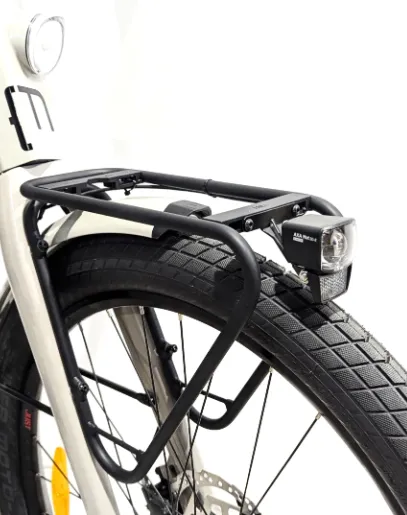 Moustache Porte-bagage avant pour lundi 27 avec Feu avant Axa 30 BES3 — vélo électrique